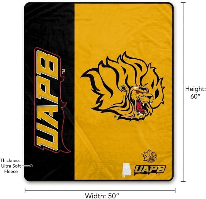 Proformance Home NCAA Arkansas Pine Bluff Golden Lions Endzone Ultra Soft Tailgate Throw