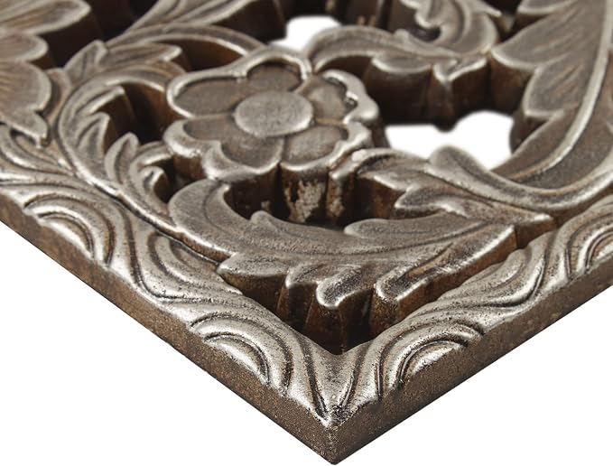 Madison Park Carved Wood Wall Art 2 Piece, Floral Wooden Carving Wall Decor, Bronze Wall Art Living Room Bedroom, Copper Embellished Boho, Ready to Hang, 15.75"W x 31.5"L, Bronze