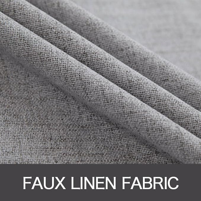 MIULEE Linen Texture Curtains for Bedroom Solid 100% Blackout Thermal Insulated Grey Curtains Grommet Room Darkening Curtains/Draperies Luxury Decor for Living Room Nursery 52x108 Inch (2 Panels)