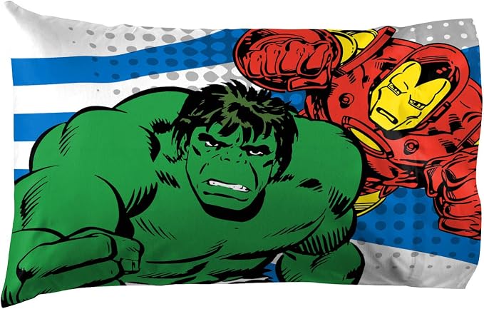 Jay Franco Kids Sheet Set with Fitted, Flat Sheets & Pillow Cover - Ultra-Soft Bedding with Pillowcase for Room Decor, White - Avengers, 3 Piece Twin