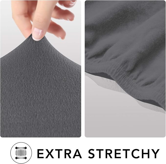 PureFit Stretch Loveseat Covers Fleece Couch Covers for Sofa Gray | 1-Piece Sofa Slipcover Soft Couch Protector, Sofa Cover Washable with Non Skid Foam and Elastic Bottom for Kids, Dogs