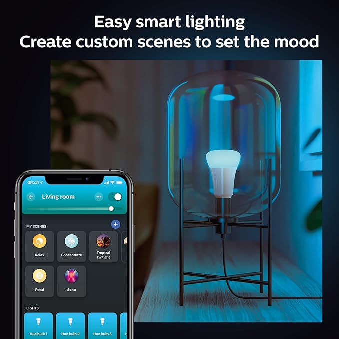 Philips Hue Smart 60W A19 LED Bulb - White and Color Ambiance Color-Changing Light - 2 Pack - 800LM - E26 - Indoor - Control with Hue App - Compatible with Alexa, Google Assistant and Apple Homekit