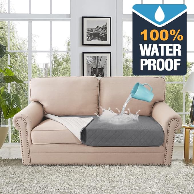 H.VERSAILTEX Couch Cover for Dogs Washable 100% Waterproof Sofa Cushion Cover Dog Bed Cover Non-Slip Pet Blanket for Sofa Cushion Protector, 35" x 62", Grey