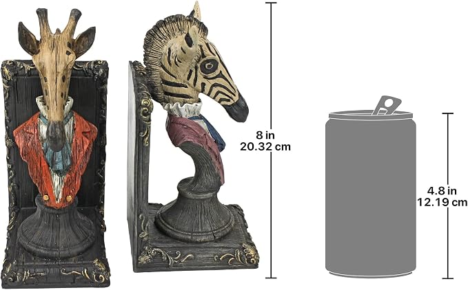 Design Toscano Serengeti Soiree Giraffe and Zebra Bookends
