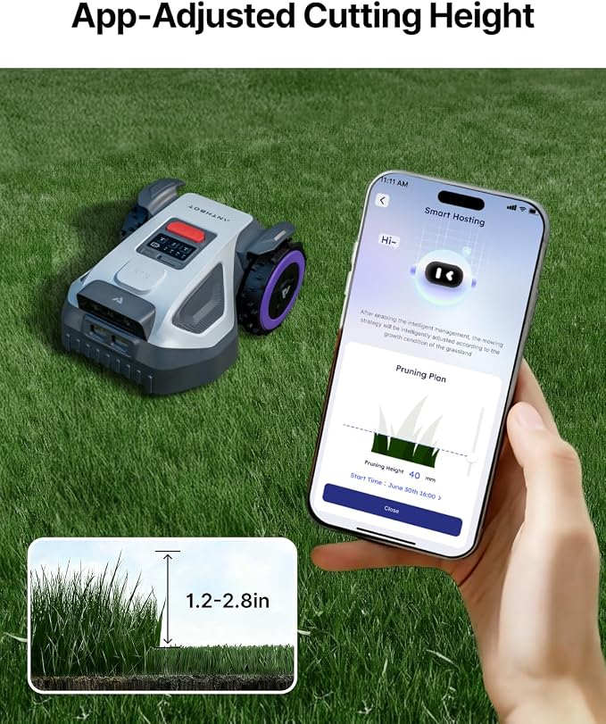 ANTHBOT M5 Robot Lawn Mower with Garage,RTK+NRTK Navigation Perimeter Wire Free 1/8 Acre, Vision Obstacle Avoidance Robotic Lawnmower with Automatic Mapping Zone Division, 45% Slope, App Control