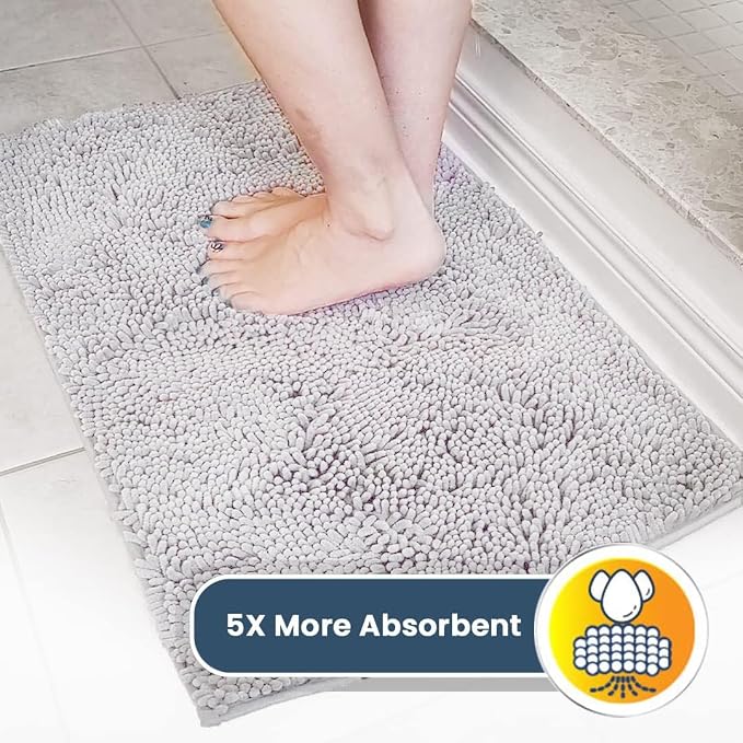 Muddy Mat® | Super Water Absorbent Door Mat Indoor, Microfiber Quick Dry Chenille Entryway Rug, Slip Resistant Front Door Mat, Indoor Mats for Entryway, Machine Washable Pet Rug, White 26" x 42"