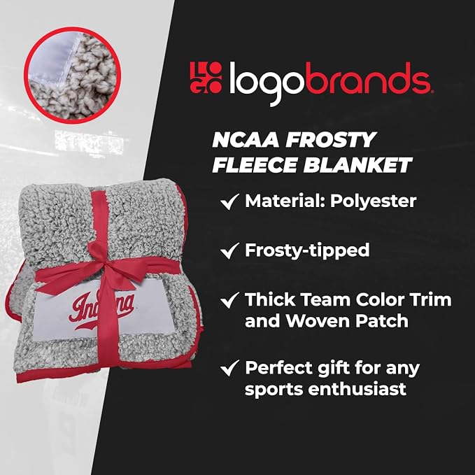Logo Brands NCAA Frosty Fleece Blanket (50" x 60") – Soft & Warm Sherpa Material with Team Logo, Team Color Trim, Great Gift for Alumni & Students