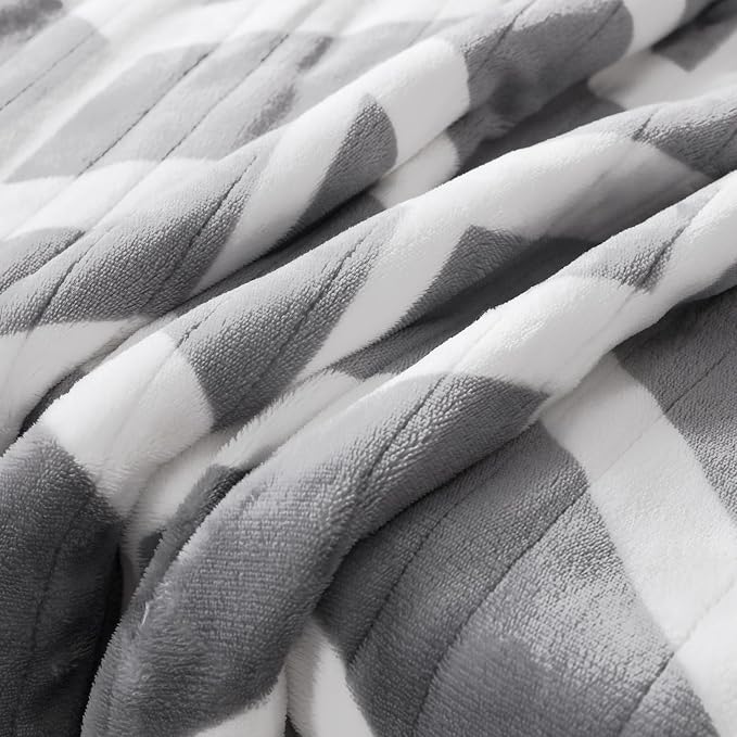 Heated Throw Blanket, 5 Heat Levels & 3 Hours Auto Off, Grey | ETL & FCC, fast warming, 50" x 60", flannel and sherpa, couch office use, machine washable, removable controller