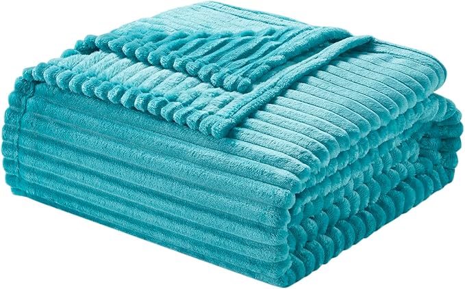 Nestl Blue Throw Blanket for Couch - Cozy Warm Fuzzy Blankets for Women, Plush Small Fleece Throws for Girls - Teal Blue, 50 x 60 Inches
