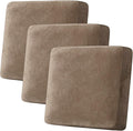 H.VERSAILTEX Velvet Stretch Couch Cushion Cover Plush Cushion Slipcover for Chair Loveseat Sofa Cushion Furniture Protector Seat Cushion Sofa Cover (3 Piece XL Sofa Cushion Covers, Camel)