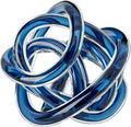 Torre & Tagus Orbit Hand Blown Glass Infinity Knot Sculpture - 4.5 Inch Glass Art Blue Knot Decor Ball for Home Decor, Small Centerpiece Table Decoration for Home Interior (Indigo Blue)