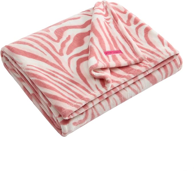 Betsey Johnson - Oversized Plush Throw Blanket, 50" x 70", Soft Throw Blanket for Couch or Bed, Cozy Bedding for Year Round (Wild Zebra Pink)
