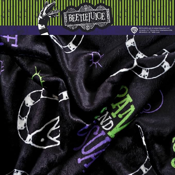 Beetlejuice Halloween Goth Strange & Unusual Bedding Super Soft Cozy Plush Throw, 46 in x 60 in, (Officially Licensed Product) by Franco