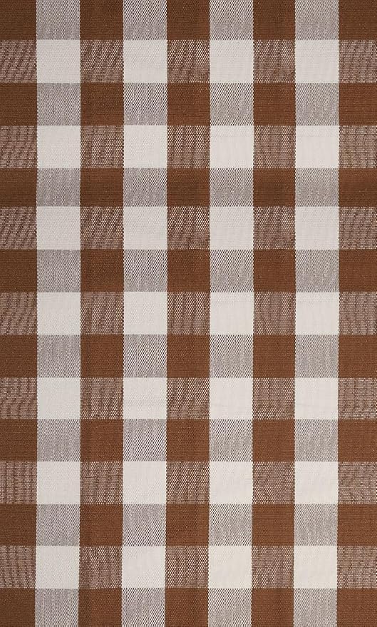 Buffalo Plaid Outdoor Rug 3x5 Ft Coffee and White Checkered Area Rug Washable Fall Doormats Indoor Outdoor Rugs for Layered Front Door Mats, Porch, Entryway, Kitchen, Farmhouse