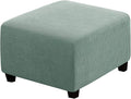 H.VERSAILTEX Square Ottoman Covers Ottoman Slipcovers Folding Storage Stool Furniture Protector Form Fit with Elastic Bottom, Stretch High Spandex Small Checks Jacquard Fabric(Large,Sage)