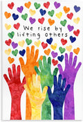 Rainbow Hand Hearts Affirmation, 10 x 15 Inch Mounted Print on Wall Plaque | Stupell Industries · By Erica Billups · Ready to hang · Kids room · classroom · playroom friendly · Made in USA