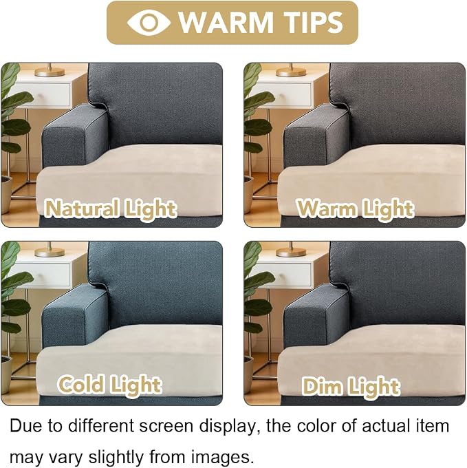 H.VERSAILTEX Stretch Velvet 2 Piece T Cushion Sofa Slipcovers for Living Room Individually Sofa Covers for 2 Cushion Seat Cushion Covers Stay with Elastic Bands (Sofa, Cream)