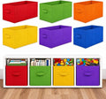 Yinder Cube Storage Bin Storage Bins for Room Decor Colorful Bins Foldable Baskets for Nursery Organizer Boxes Fabric Boxes (14''x10''x8'',Bright Colors,6 Pcs)