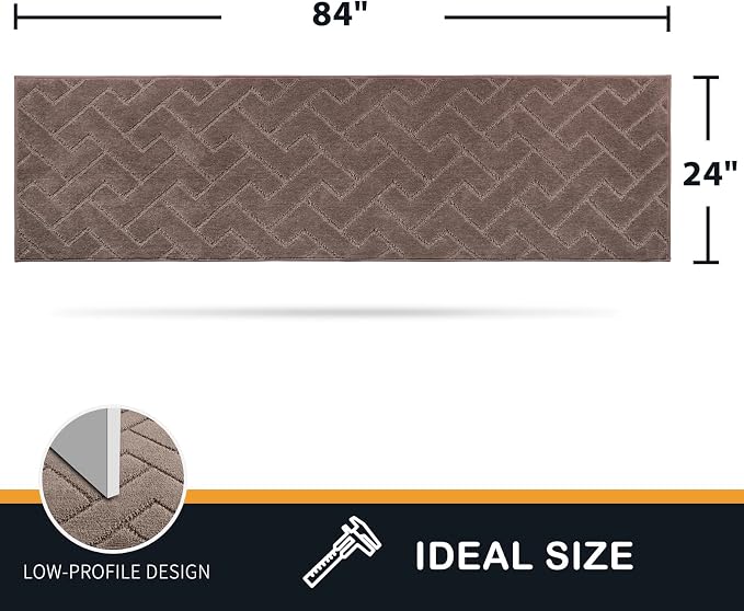 PURRUGS Dirt Trapping Door Mat 24" x 84", Non-Slip Machine Washable Entry Rug, Dog Doormat, Indoor Front Door Mat, Super Absorbent Entryway Rug for Muddy Shoes & Paws, Grayish Brown