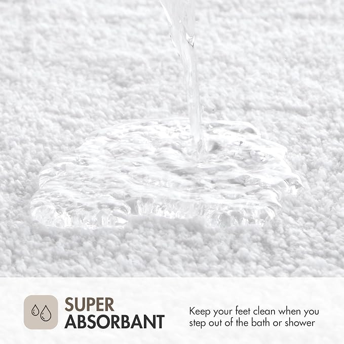 Madison Park Evan 100% Cotton Bath Rug Plush Absorbent, 24" x 40", White | Non-slip Backing, OEKO TEX, Luxurious Tufted Plush Bath Mat for Bathroom, Quick Dry, Spa Design Decorative for Shower Room