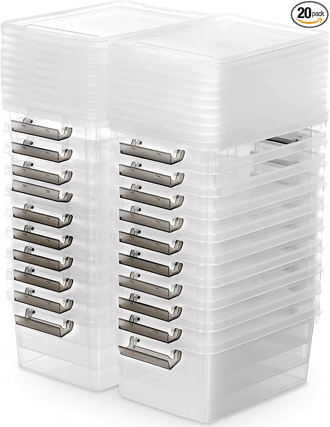 Citylife 20Packs 1.3Qt Small Storage Bins with Lids,Stackable Clear | Plastic Containers for Beads, Buttons, Sewing Supplies, Office Supplies