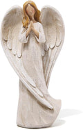 Hodao Praying Angel Figurine Resin Guardian Angel Statue for Home Decor, Elegant White Blessing Sculpture for Shelf Table Mantel, Keepsake Gift for Mom, Women and Family