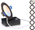 CLOUDY BAY Ultra Thin LED Recessed Ceiling Light,4 inch 3000K/ 4000K/ 5000K,Dimmable 10W CRI90+,Canless Light with Junction Box,IC Rated, Canless Wafer Downlight,Oil Rubbed Bronze,Damp Rated,6 Pack