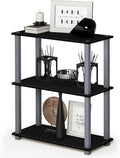 Furinno TURN-S-TUBE Storage Shelves, 3-Tier Book Shelf, Corner Shelf, Toolless Open Shelves, for Organization and Storage, Living Room, Garage, Home Office, Black