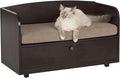 Paws & Purrs Cat Sofa Bed with Storage Drawer, Espresso Finish, 31.5″ x 15.75″ x 19.25″ | 3″ Foam Cushion with Washable Cover | Fits Dogs and Pets up to 50 lb