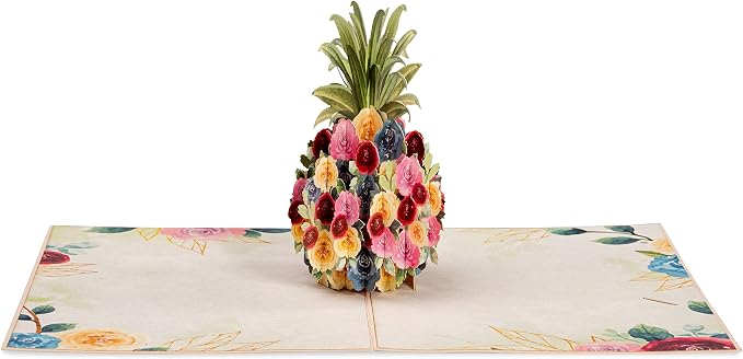 Paper Love Pop Up Cards 2 Pack - Includes 1 Floral Pineapple and 1 Cherry Blossom Park, For All Occasions, Mother Day, Birthday, Just Because- Includes Envelope and Note Tag