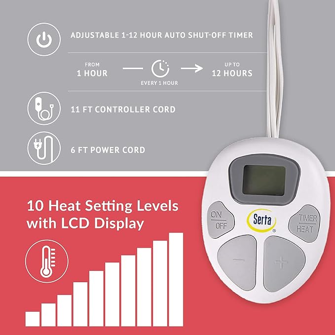 Serta Heated Blanket - Reversible Fleece to Sherpa Electric Blanket, Fast Heating, Auto Shut Off Timer, Multi Heat Setting, ETL Certified, Machine Washable, Grey Full 84"x 77"