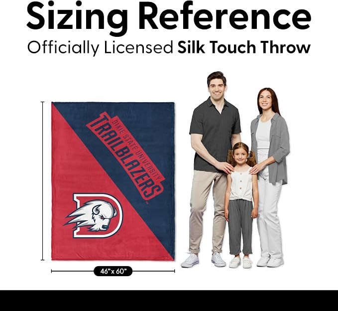 Northwest NCAA Silk Touch Throw Blanket, Ultra Soft Plush Polyester, Lightweight Warm Decorative Fan Gift, 46 x 60 in