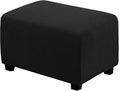 H.VERSAILTEX Ottoman Cover Slipcover Rectangle Fit Length 29"-34" Footrest Sofa Slipcovers Stool Cover Footstool Protector Covers Feature Stretch Thick Soft Jacquard Fabric Removable Washable - Black