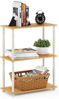 Furinno Turn-N-Tube 3-Tier Compact Multipurpose Shelf Display Rack with Classic Tube, Beech/White | Open Frame Corner Shelf, for Organization and Storage, Living Room, Garage, Home Office