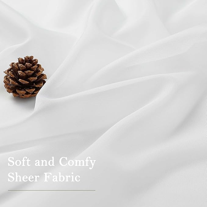 Lecloud White Sheer Curtains 84 Inches Long 2 Panels, Solid Airy Voile Extra - Image 8