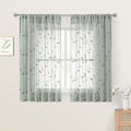 HOMEIDEAS Sage Green Sheer Kitchen Curtains 52 x 45 Inch Length 2 Panels by HOMEIDEAS