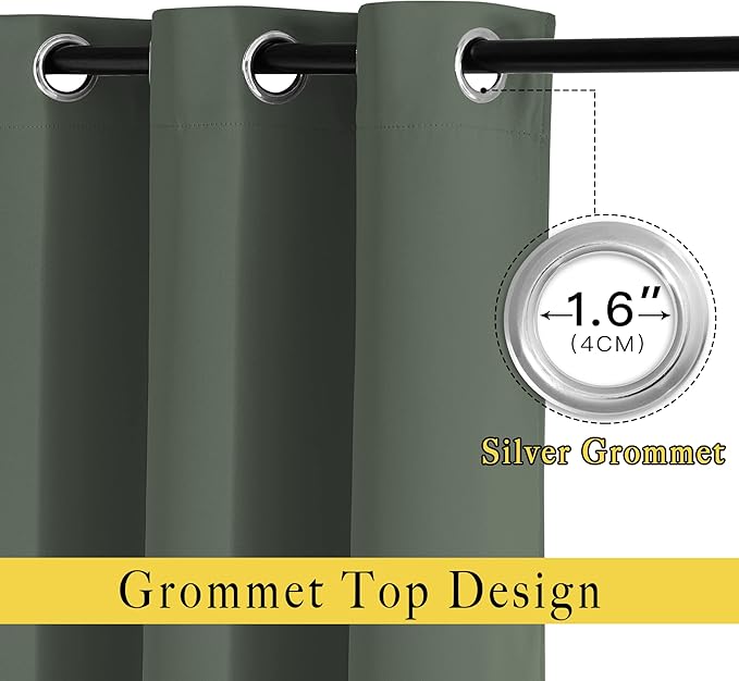 NICETOWN Bedroom Curtains 63 inch Length 2 Panels - Grommet Top Blackout Room Darkening Sound Reduction Privacy Thermal Drapes for Flat/Laundry, Dark Mallard, W37 x L63