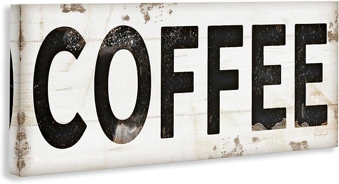Stupell Industries COFFEE Typography Vintage Sign Canvas Wall Art, Multi-Color | Stupell Industries | 30 x 13 Inches, Easy to Hang and Sturdy, Made in USA, by Jennifer Pugh