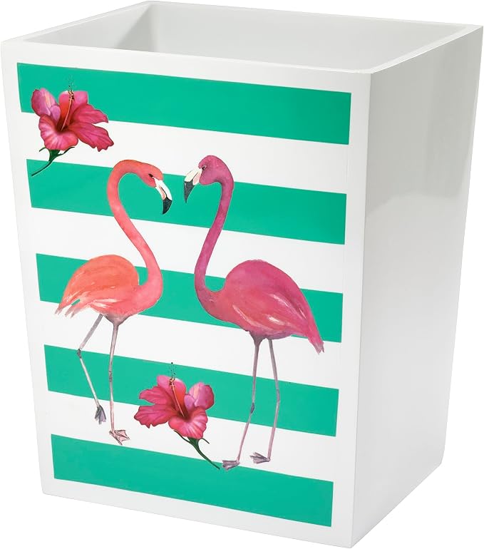 Avanti Linens - Waste Basket, Decorative Trash Can for Home, Stylish Bath Decor (Flamingo Paradise Collection)