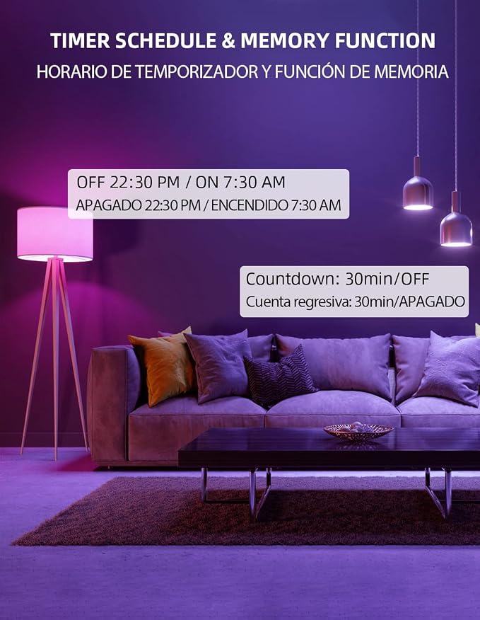 OHLUX Smart WiFi & Bluetooth Alexa Light Bulbs, 10W (100W Equivalent) Color Changing Light Bulbs with Music Sync,Compatible with Alexa Google Home Siri, A19 E26 900LM 4Pack