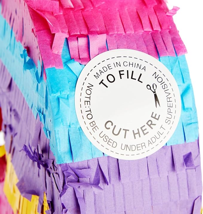 BLUE PANDA 8 Pinata - Small Multicolor, 11.4 x 16.5 x 3 In - Neon Rainbow Pinata in Shape of 8 for Girls Birthday Party