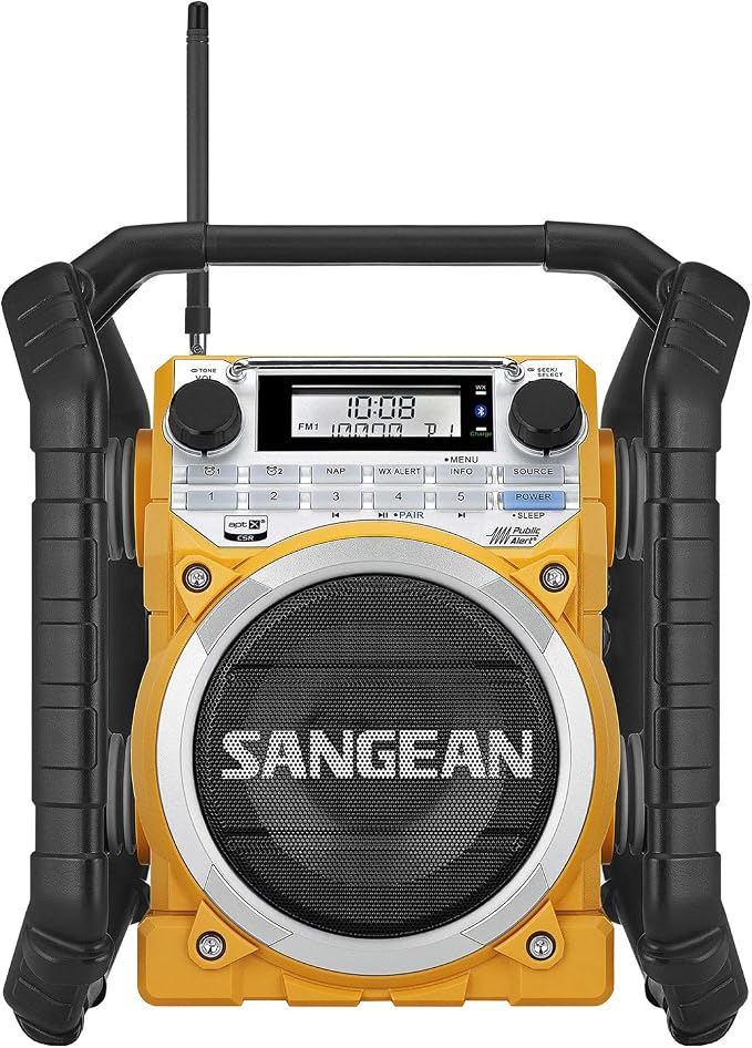 Sangean U4 Weather Alert Radio with Bluetooth, AM/FM, Aux-in Ultra Rugged Rechargeable Digital Tuning Radio, Yellow