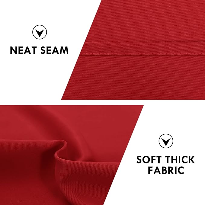 DWCN Christmas Blackout Curtains Room Darkening Thermal Insulated Bedroom Curtains Window Curtain Panels, 52 x 45 inches Long, Set of 2 Red Rod Pocket Drapes