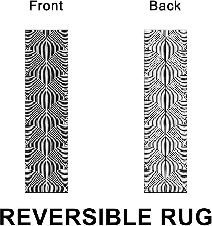 Tiffasea Long Hallway Runner Rug 2.6'x10' Black Kitchen Rug Washable Rugs | Modern Reversible Kitchen Runner Cotton Hand-Woven Indoor Entryway Rug Carpet Runners for Bathroom Bedroom Laundry Room