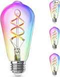 Feit Electric Smart ST21 Light Bulb, 60W Eq, Dimmable, Spiral Filament Edison Style. WiFi Enabled, Works with Alexa/Google Home, Millions of Colors, 15,000-Hr. Lifetime, ST2160RGBWFILAG/RP/3, 3 Pack