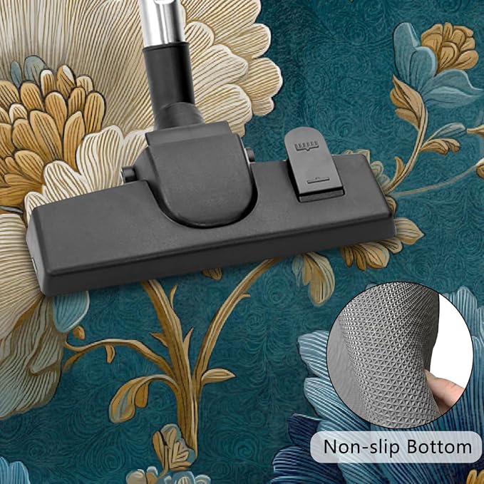 Flower Half Round Door Mat Semi Circle Rug Half Moon Doormat | Soft Washable Teal Blue Welcome Entrance Mat for Outdoor Indoor Floor Bedroom Bathroom Home Kitchen Festival Decor