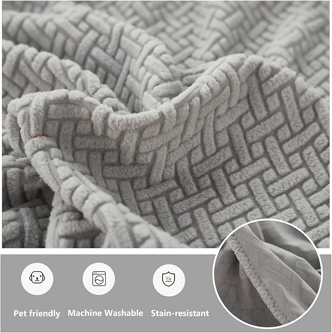Couch Cushion Covers for Sofa Couch Covers Wear-Resistant Universal Sofa Cover Washable Stretch for Sectional Slipcovers (Texture-Gray Blue,Back Cover M)