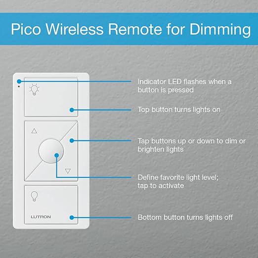 Lutron Caséta Wireless Smart Lighting Dimmer Switch for ELV+ Bulbs with Pico Remote, White