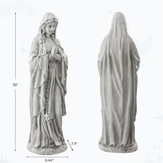 Virgin Mary Praying Statue, Large 30inch Outdoor Religious Sculpture | Blessed Mother Mary Statues Catholic, Durable Weather MGO Stone Carving Decorations, for Home,Yard,Patio,Forch