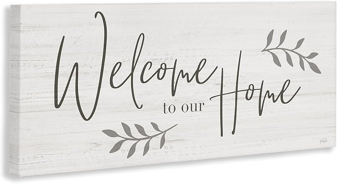 'Welcome To Our Home Country Sign'| Canvas Art | Stupell Industries | 30 x 13 Inches, Easy to Hang and Sturdy, Made in USA, by Natalie Carpentieri